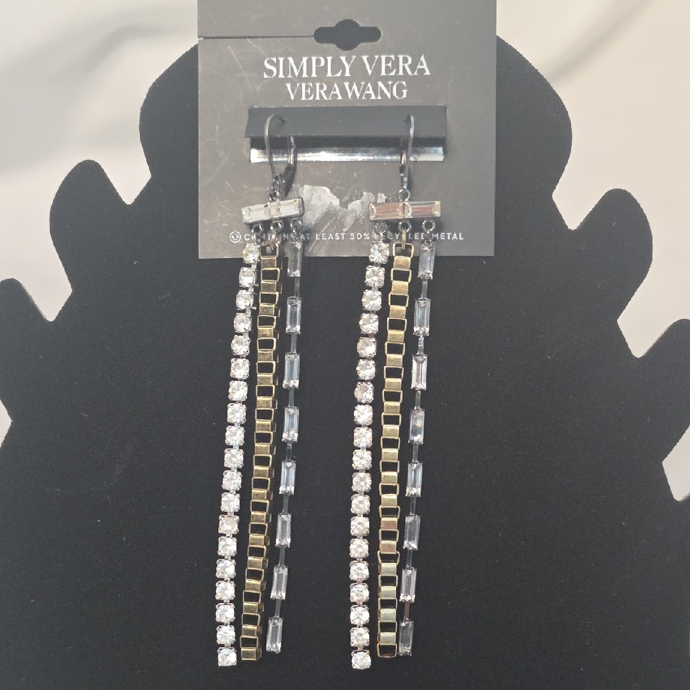 Simply Vera Vera Wang Crystal and Gold Dangle Earrings